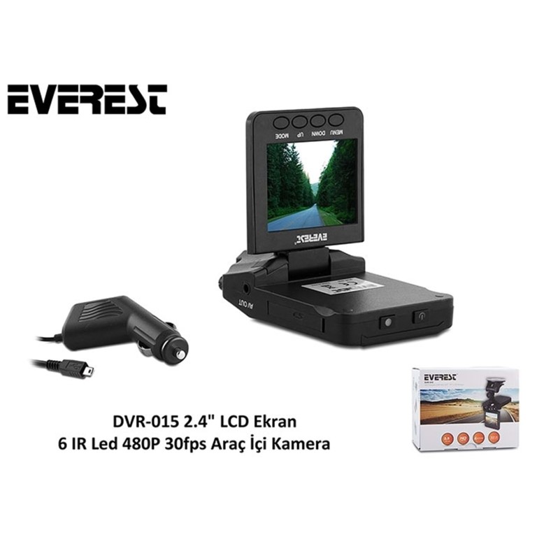 Everest DVR-015 2.4 LCD Ekran 6 IR Led 480p 30 fps Araç İçi Kamera