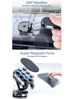 Auris H10 Araç Içi Oto Telefon Tutucu Torpidoya Cama Yapışan Manyetik Mıknatıslı 360° Dönebilen Katlanan