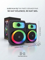 Auris KLN-130 8 İnç TWS RGB Işıklı Bluetooth Party Speaker Hoparlör