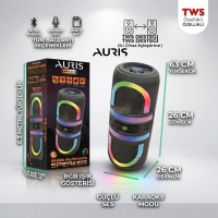 Auris KLN210 2x8 İnç Mikrofonlu TWS Bluetooth Party Hoparlör
