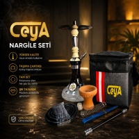 CeyA Çantalı Taşınabilir Nargile Takımı - Alüminyum Gövde Cam Şişe Full Set