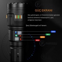 Gold Orıon 200W Süper Güçlü Lazer LED El Feneri - 6000 Lümen, 3000m Menzil ve Powerbank Özellikli (4 Pilli Set) G-601