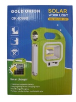 Gold Orıon OR-6399ATaşınabilir Solar Fener Cob Led Çalışma Lambası Acil Durum Spot Işığı Açık Yürüyüş Kamp Usb Şarj 