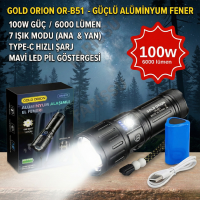 Gold Orion OR-B51 Şarjlı El Feneri 50 Watt