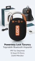 Powerway Lock Turuncu Taşınabilir Su Geçirmez Bluetooth Hoparlör