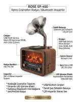 Rose SP-450 Nostaljik Radyo Bluetooth/USB/SD Kart Girişli Şömine Efektli