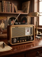 Rose SP-607 Nostaljik Bluetooth Radyo - Şarjlı MP3 Çalar, USB/TF Kart Girişli Akrep Yelkovan Saatli Retro Müzik Kutusu