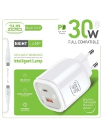 Subzero Vivo Y03 Uyumlu SG100 30W Gece Lambali Dokunmatik LED Hizli Sarj Aleti + Kablo
