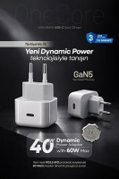 Tosstech 40W (60W Max) GAN5 Teknoloji Hızlı Şarj USB-C PD3.2 Dynamic Power Adaptör Beyaz