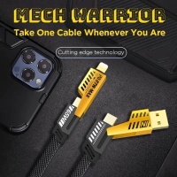 Tosstech Çoklu USB Şarj Kablosu: 4'ü 1 arada USB C Kablosu Hızlı Şarj Düz Örgülü Dolaşmayan iPhone Şarj Kablosu, Çoklu Şarj Kablosu Kombinasyonu, Tip C/USB A Bağlantı Noktaları