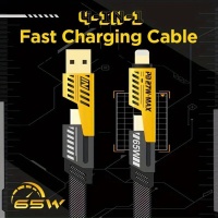 Tosstech Çoklu USB Şarj Kablosu: 4'ü 1 arada USB C Kablosu Hızlı Şarj Düz Örgülü Dolaşmayan iPhone Şarj Kablosu, Çoklu Şarj Kablosu Kombinasyonu, Tip C/USB A Bağlantı Noktaları