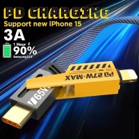 Tosstech Çoklu USB Şarj Kablosu: 4'ü 1 arada USB C Kablosu Hızlı Şarj Düz Örgülü Dolaşmayan iPhone Şarj Kablosu, Çoklu Şarj Kablosu Kombinasyonu, Tip C/USB A Bağlantı Noktaları