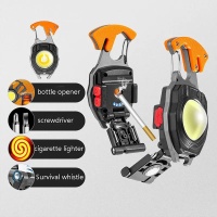 Tosstech OR-W5147 Fonksiyonlu Tornavida Düdük Şişe Açacağı Ateş Yakıcı Çakmak Mıknatıslı Type-C Şarjlı Anahtarlık Fener