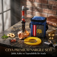 Tosstech Tobacco Ceya 37 cm Nargile Takımı Alüminyum Gövde Cam Şişe Modern Tasarım