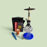 Tosstech Tobacco CeyA Premium Taşınabilir Nargile Takımı – Çantalı, Alüminyum Gövde & Cam Şişe (37 cm)