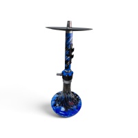 Tosstech Tobacco Leon Dubai 47 cm Mavi Desenli Cam Nargile Takımı - Silikon Marpuçlu Ve Lüleli Set