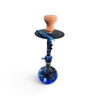 Tosstech Tobacco Leon Dubai 47 cm Mavi Desenli Cam Nargile Takımı - Silikon Marpuçlu Ve Lüleli Set