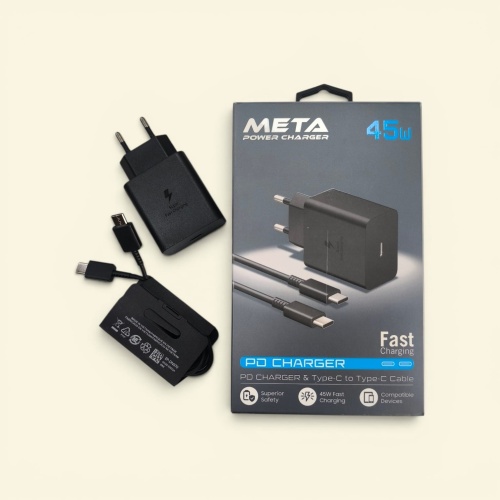 Meta MP4511BCC 45W Pd& Type-C To Type-C Kablo siyah