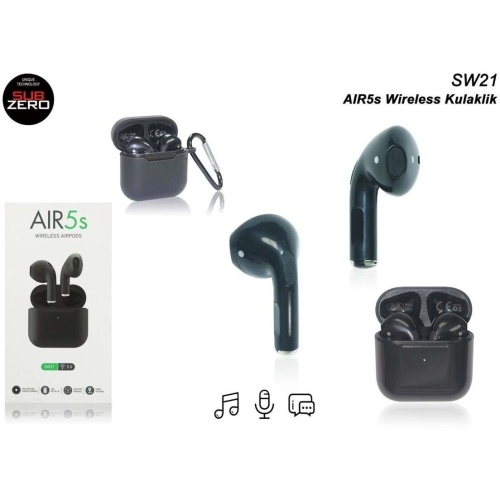 Subzero Kablosuz Bluetooth Kulaklık Sw21 Aır5s Siyah Kılıf Hediyeli