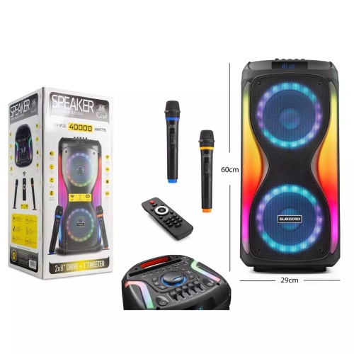 Subzero Wr175 8 inch×2 2 Kablosuz Mikrofonlu Kumandalı Tweeter RGB Bluetooth - usb-Sd Müzik kutusu