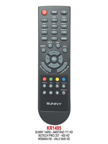 SUNNY 14950-AMSTRAD 111 HD-BOTECH PİKO 207-400 HD-WİSMAN HD-VALX 5400 HD KUMANDA