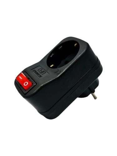 Tosstech Ufo Anahtarlı Priz Tekli Siyah Akım Korumalı 3500W